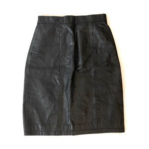 Vintage Tango Black Leather Lined Pencil Skirt